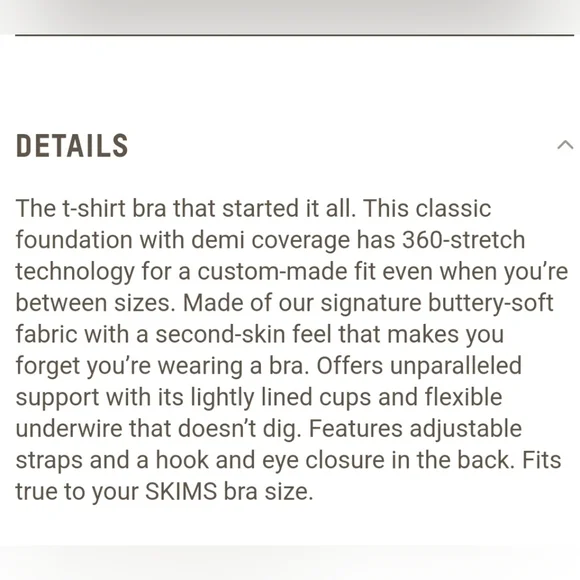 SKIMS Fits Everybody T-Shirt Bra in Jasper, Size 44D. NWT - Picture 6 of 9